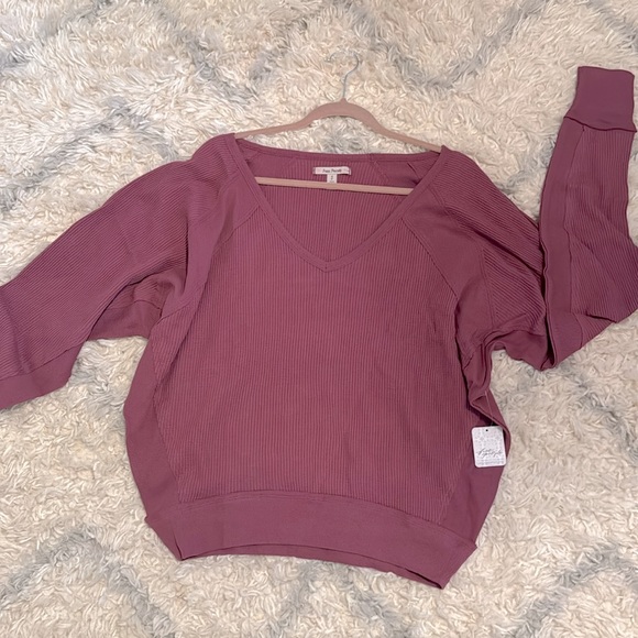 Free People Santa Clara Thermal Long Sleeve Top in Mulberry NWT - Picture 8 of 8